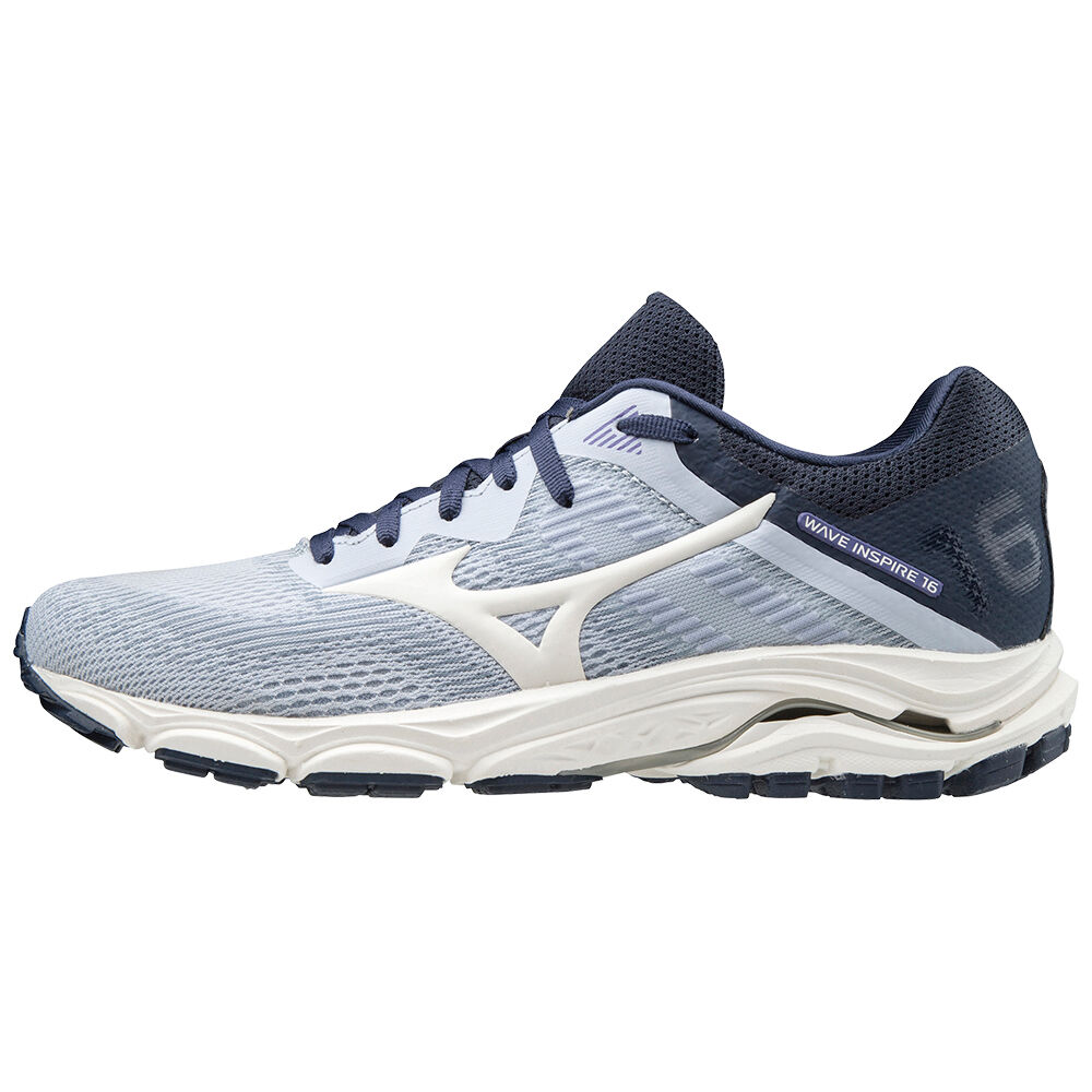 Mizuno Wave Inspire 16 - Bayan Koşu Ayakkabısı - Beyaz/Indigo Türkiye (MZHGFI-026)